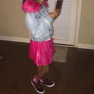 Pink velvet skirt for girls